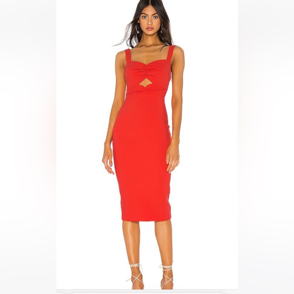 NWT LIKELY terry orange red midi dress size 0